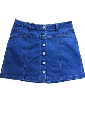 BE-YOU-TI-FUL jeans mini skirt button closure cotton blend stretchy size 30